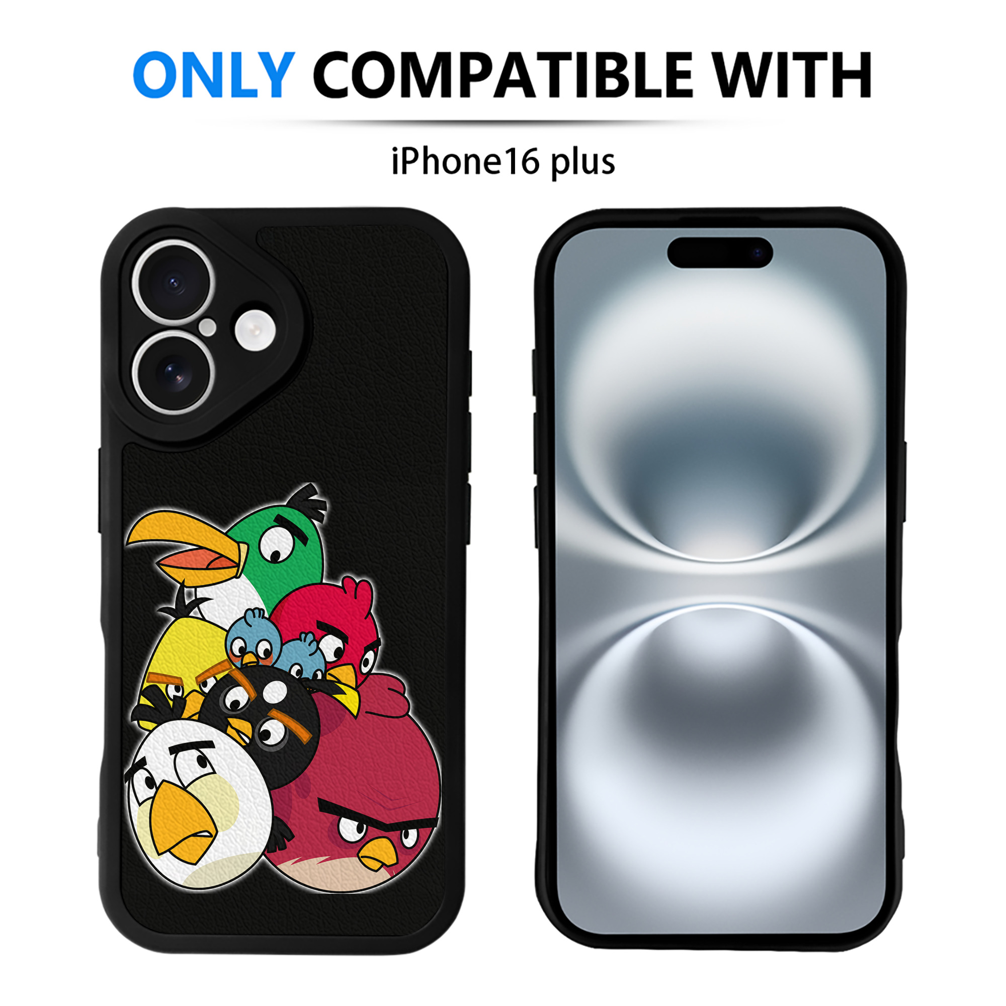 （画像用） Angry Birds アングリーバード 【iPhone 16シリーズ対応】シリコンスマホケース（レザー調） 材質：シリコン